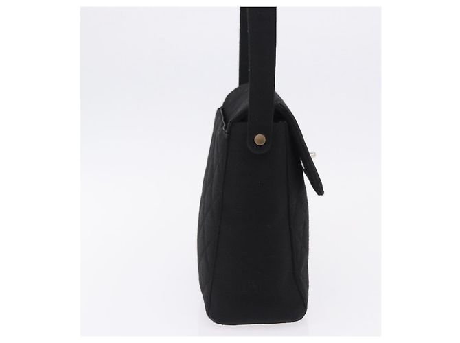 CHANEL Matelasse Hand Bag Cotton Black Silver CC Auth bs36363 Nero Argento - vista 5