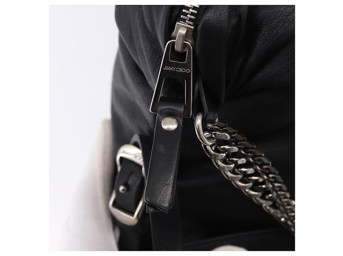 Borsa a Spalla Jimmy Choo in Pelle Nera Argento Auth bs36091A Nero - vista 16