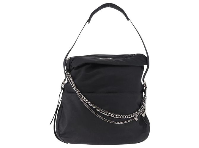 Borsa a Spalla Jimmy Choo in Pelle Nera Argento Auth bs36091A Nero - vista 2