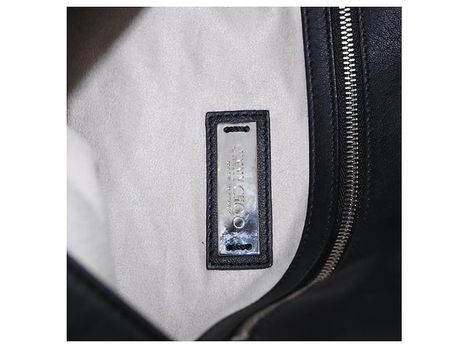 Borsa a Spalla Jimmy Choo in Pelle Nera Argento Auth bs36091A Nero - vista 21