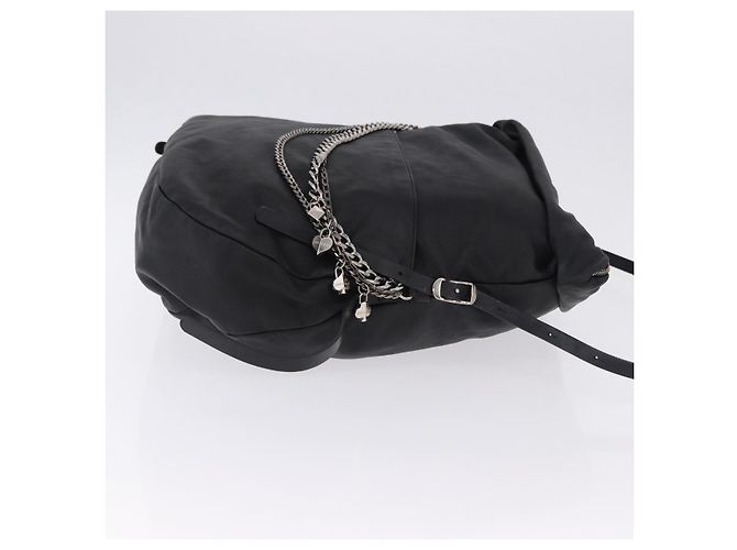 Borsa a Spalla Jimmy Choo in Pelle Nera Argento Auth bs36091A Nero - vista 4