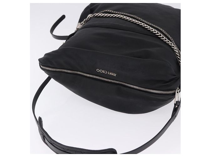 Borsa a Spalla Jimmy Choo in Pelle Nera Argento Auth bs36091A Nero - vista 6