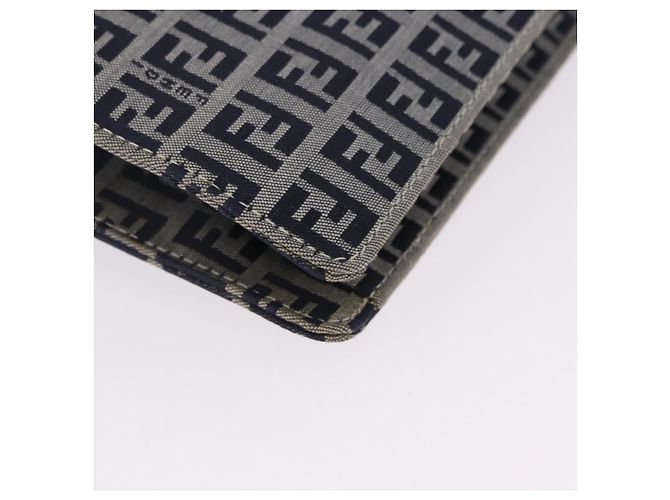 FENDI Zucchino Canvas Mamma Baguette Hand Bag Navy Silver Auth BA14179A Silvery Navy blue - view 11