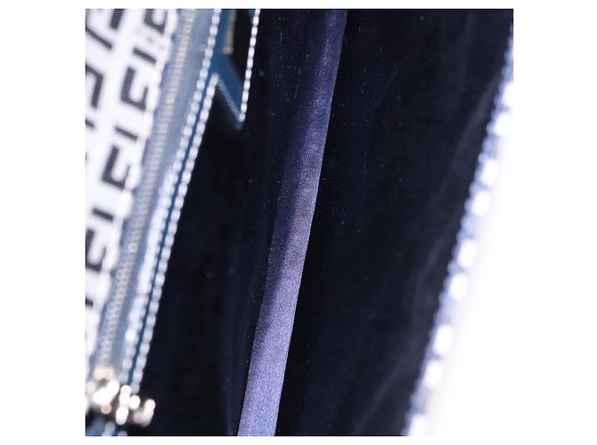 FENDI Zucchino Canvas Mamma Baguette Hand Bag Navy Silver Auth BA14179A Silvery Navy blue - view 20