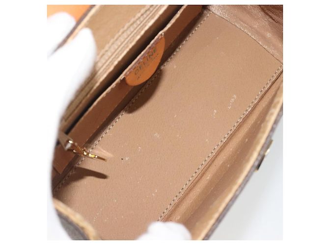 Céline Borsa CELINE Macadam Canvas Star ball PVC Pelle Marrone Oro Auth 195298 D'oro - vista 17