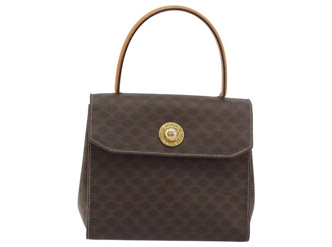 Céline Borsa CELINE Macadam Canvas Star ball PVC Pelle Marrone Oro Auth 195298 D'oro - vista 2