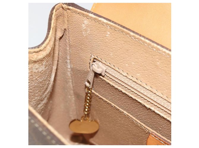 Céline Borsa CELINE Macadam Canvas Star ball PVC Pelle Marrone Oro Auth 195298 D'oro - vista 20