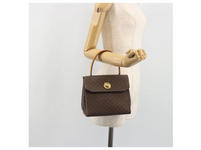 Céline Borsa CELINE Macadam Canvas Star ball PVC Pelle Marrone Oro Auth 195298 D'oro - vista 24