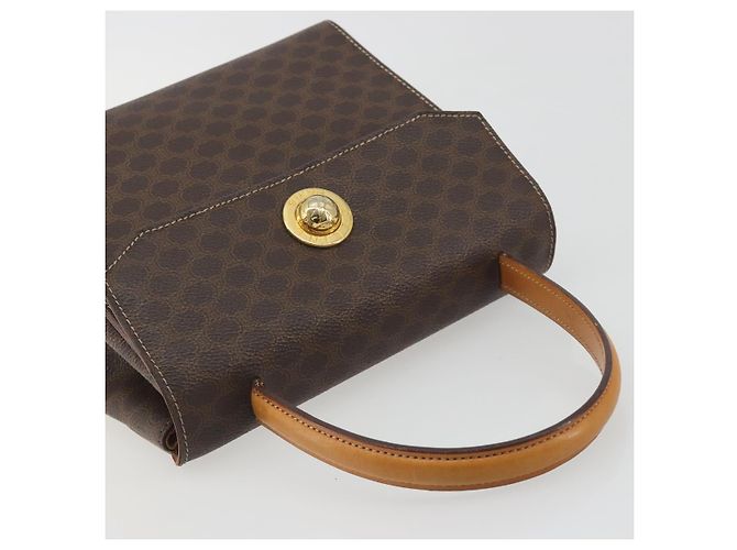 Céline Borsa CELINE Macadam Canvas Star ball PVC Pelle Marrone Oro Auth 195298 D'oro - vista 6