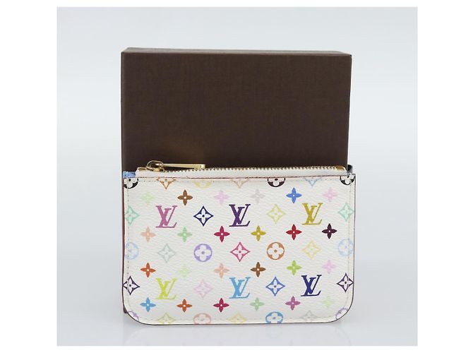 LOUIS VUITTON Monogram Multicolor Pochette Cles NM White M93733 LV Auth 195617V Bianco - vista 12