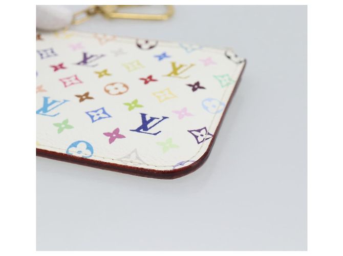 LOUIS VUITTON Monogram Multicolor Pochette Cles NM White M93733 LV Auth 195617V Bianco - vista 8