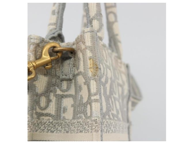 Christian Dior Trotter Canvas Book Tote Mini 2way Gray Gold Auth 193902 Marrone D'oro - vista 16