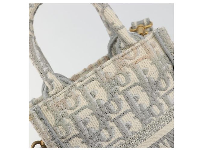 Christian Dior Trotter Canvas Book Tote Mini 2way Gray Gold Auth 193902 Marrone D'oro - vista 17