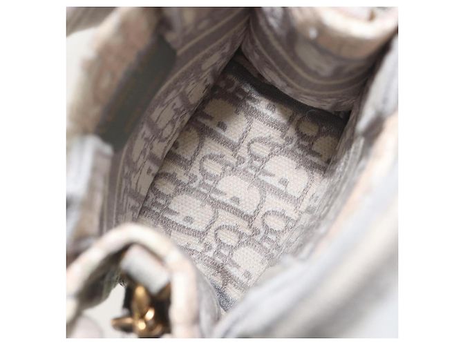 Christian Dior Trotter Canvas Book Tote Mini 2way Gray Gold Auth 193902 Marrone D'oro - vista 19