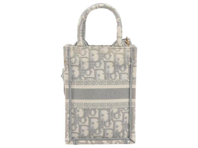 Christian Dior Trotter Canvas Book Tote Mini 2way Gray Gold Auth 193902 Marrone D'oro - vista 3