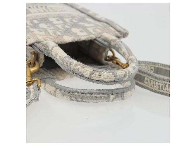 Christian Dior Trotter Canvas Book Tote Mini 2way Gray Gold Auth 193902 Marrone D'oro - vista 7