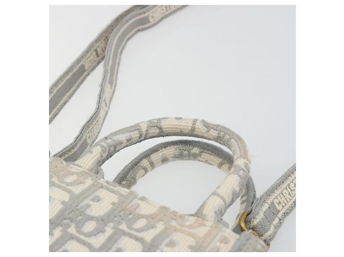 Christian Dior Trotter Canvas Book Tote Mini 2way Gray Gold Auth 193902 Marrone D'oro - vista 8