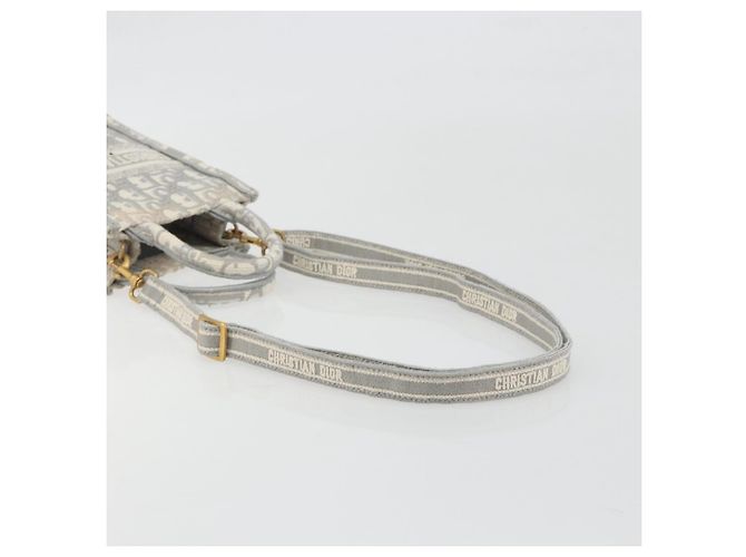 Christian Dior Trotter Canvas Book Tote Mini 2way Gray Gold Auth 193902 Marrone D'oro - vista 9