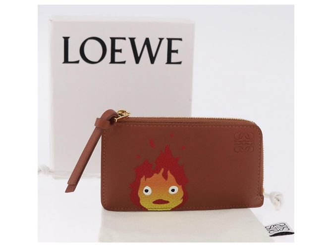 LOEWE x Studio Ghibli Howl's Moving Castle Porta-cartões Calcifer Auth 167455SM Marrom Vermelho - vista 12