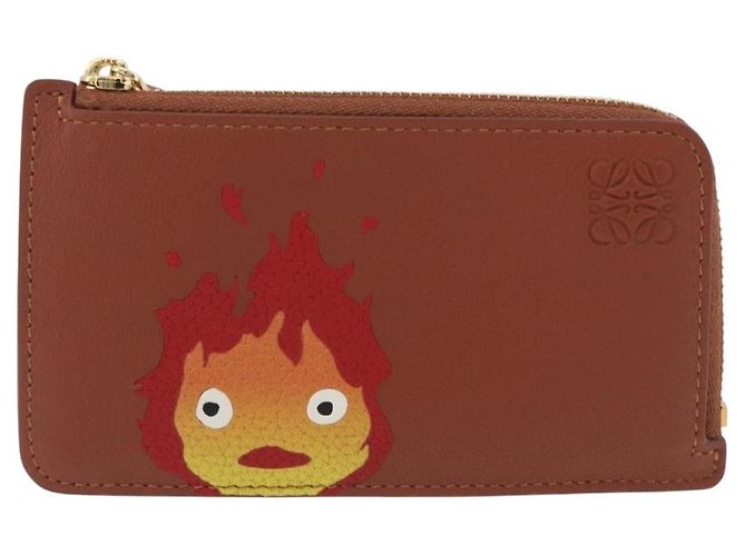 LOEWE x Studio Ghibli Howl's Moving Castle Porta-cartões Calcifer Auth 167455SM Marrom Vermelho - vista 13