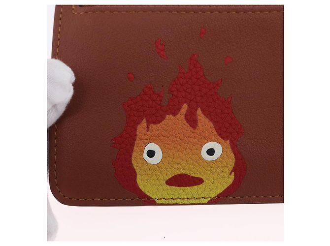 LOEWE x Studio Ghibli Howl's Moving Castle Porta-cartões Calcifer Auth 167455SM Marrom Vermelho - vista 18