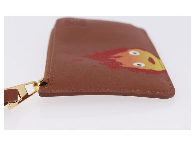 LOEWE x Studio Ghibli Howl's Moving Castle Porta-cartões Calcifer Auth 167455SM Marrom Vermelho - vista 4