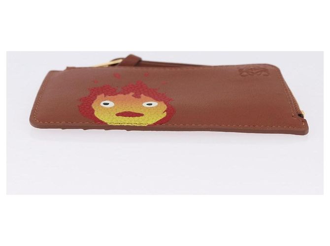 LOEWE x Studio Ghibli Howl's Moving Castle Porta-cartões Calcifer Auth 167455SM Marrom Vermelho - vista 6