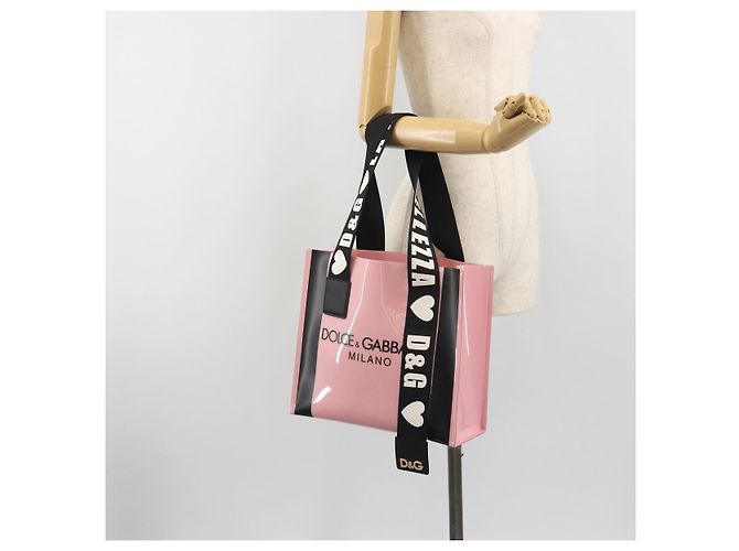 Dolce & Gabbana Borsa Tote DOLCE&GABBANA Rubber Pink Black Auth BA14603M Nero Rosa - vista 19