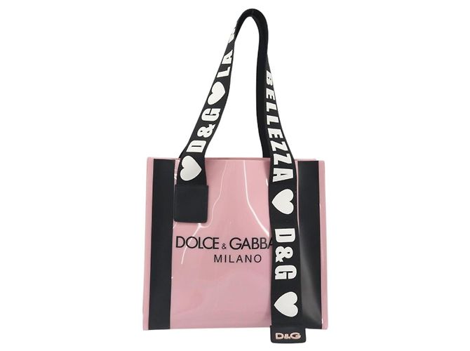 Dolce & Gabbana Borsa Tote DOLCE&GABBANA Rubber Pink Black Auth BA14603M Nero Rosa - vista 2