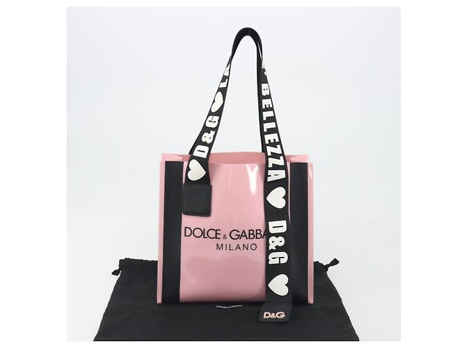 Dolce & Gabbana Borsa Tote DOLCE&GABBANA Rubber Pink Black Auth BA14603M Nero Rosa - vista 20