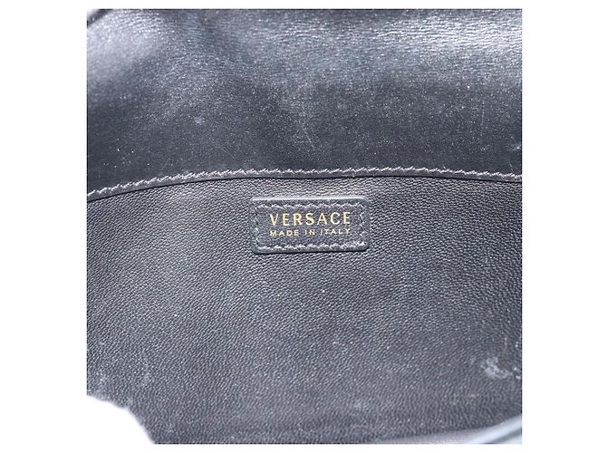 Borsa a Spalla con Catena VERSACE in Pelle Nera e Tonalità Oro Auth ka5520A Nero - vista 11