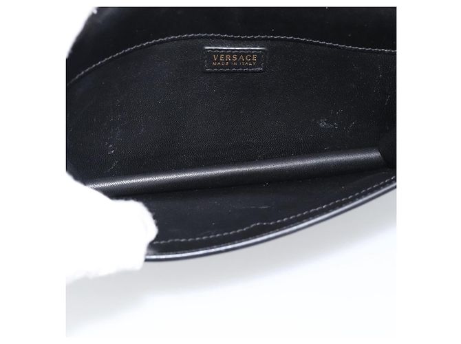 Borsa a Spalla con Catena VERSACE in Pelle Nera e Tonalità Oro Auth ka5520A Nero - vista 12