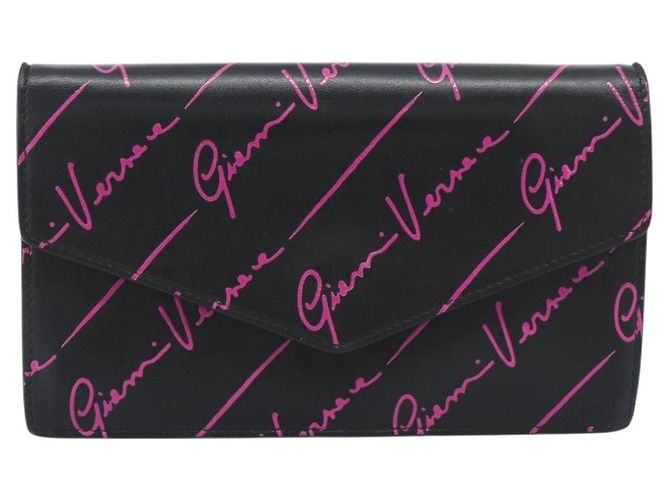 Borsa a Spalla con Catena VERSACE in Pelle Nera e Tonalità Oro Auth ka5520A Nero - vista 13