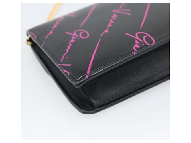 Borsa a Spalla con Catena VERSACE in Pelle Nera e Tonalità Oro Auth ka5520A Nero - vista 16