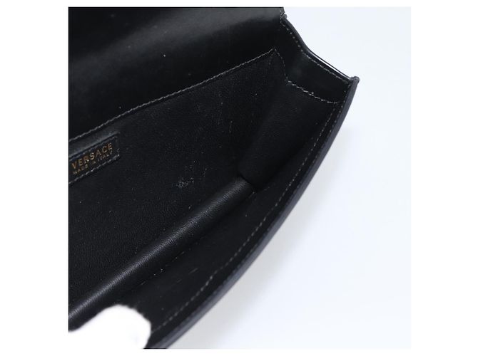 Borsa a Spalla con Catena VERSACE in Pelle Nera e Tonalità Oro Auth ka5520A Nero - vista 17