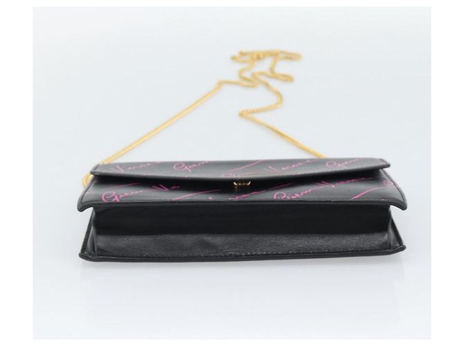 Borsa a Spalla con Catena VERSACE in Pelle Nera e Tonalità Oro Auth ka5520A Nero - vista 5