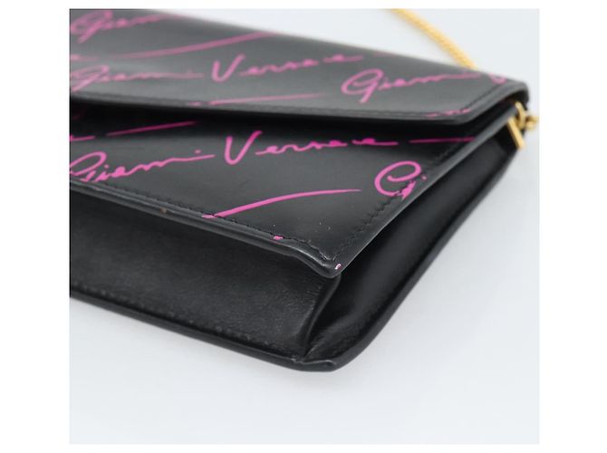 Borsa a Spalla con Catena VERSACE in Pelle Nera e Tonalità Oro Auth ka5520A Nero - vista 9