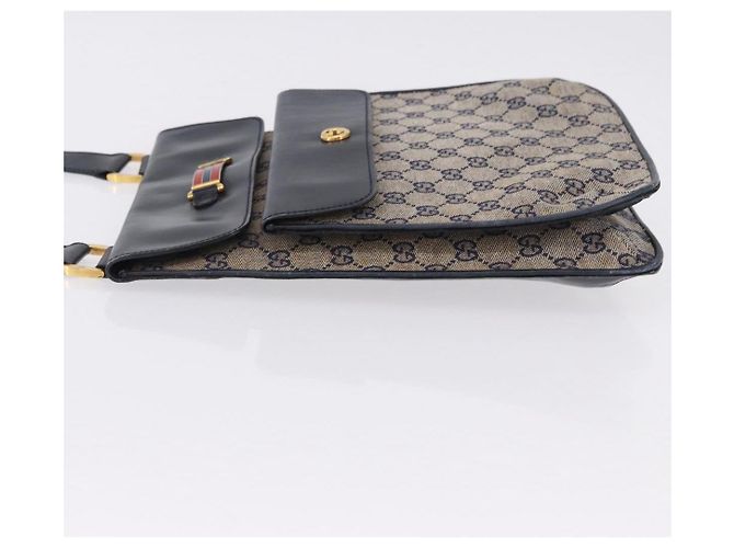 Borsa a tracolla GUCCI GG Canvas Sherry Line Navy Gold Auth 194883 D'oro Blu navy - vista 5