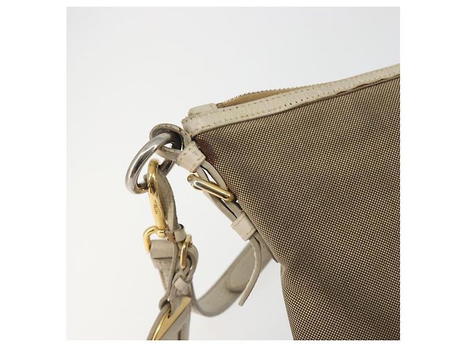 Borsa a tracolla PRADA in tela beige e oro Auth 193355 D'oro - vista 14