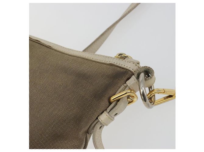 Borsa a tracolla PRADA in tela beige e oro Auth 193355 D'oro - vista 15