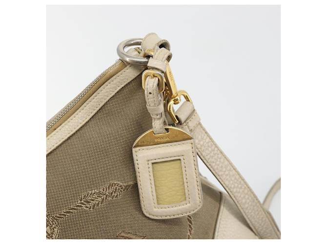 Borsa a tracolla PRADA in tela beige e oro Auth 193355 D'oro - vista 18