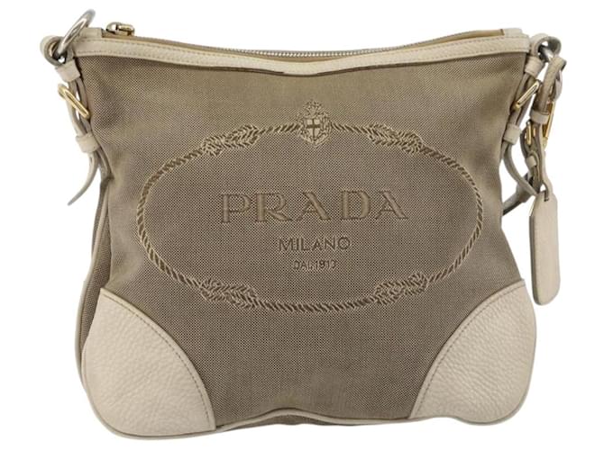 Borsa a tracolla PRADA in tela beige e oro Auth 193355 D'oro - vista 2