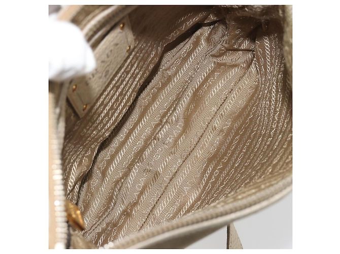 Borsa a tracolla PRADA in tela beige e oro Auth 193355 D'oro - vista 20