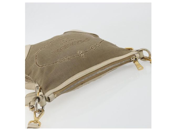 Borsa a tracolla PRADA in tela beige e oro Auth 193355 D'oro - vista 6
