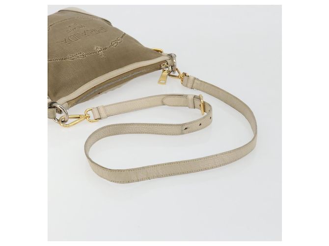 Borsa a tracolla PRADA in tela beige e oro Auth 193355 D'oro - vista 7