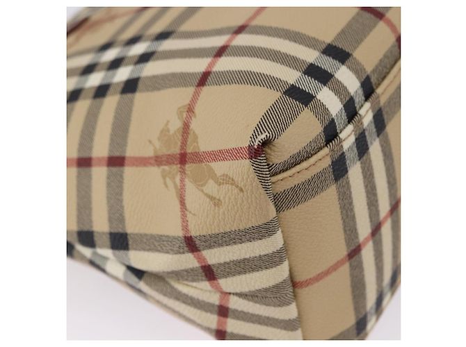 BURBERRY Nova Check blauer Tote Bag PVC Beige Gold Auth 194843V Golden - Ansicht 11