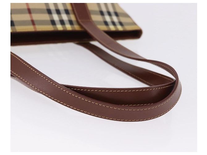 BURBERRY Nova Check blauer Tote Bag PVC Beige Gold Auth 194843V Golden - Ansicht 8