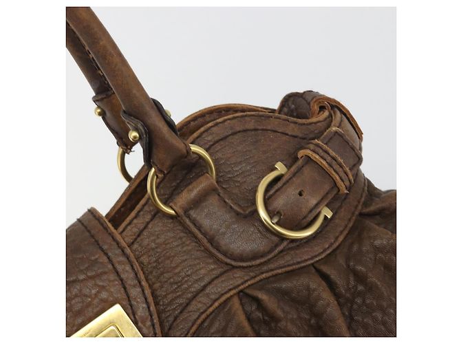Borsa Salvatore Ferragamo Gancini in pelle marrone oro Auth 193788 D'oro - vista 14