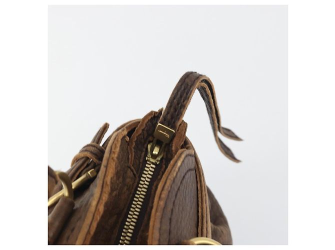 Borsa Salvatore Ferragamo Gancini in pelle marrone oro Auth 193788 D'oro - vista 17
