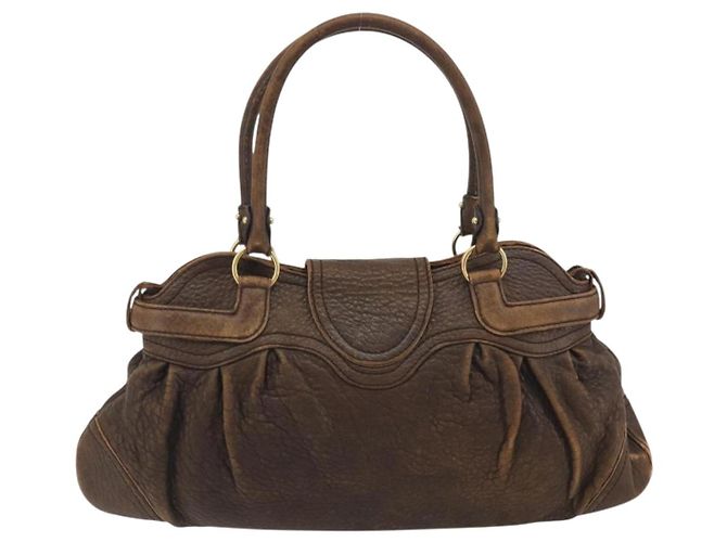 Borsa Salvatore Ferragamo Gancini in pelle marrone oro Auth 193788 D'oro - vista 3